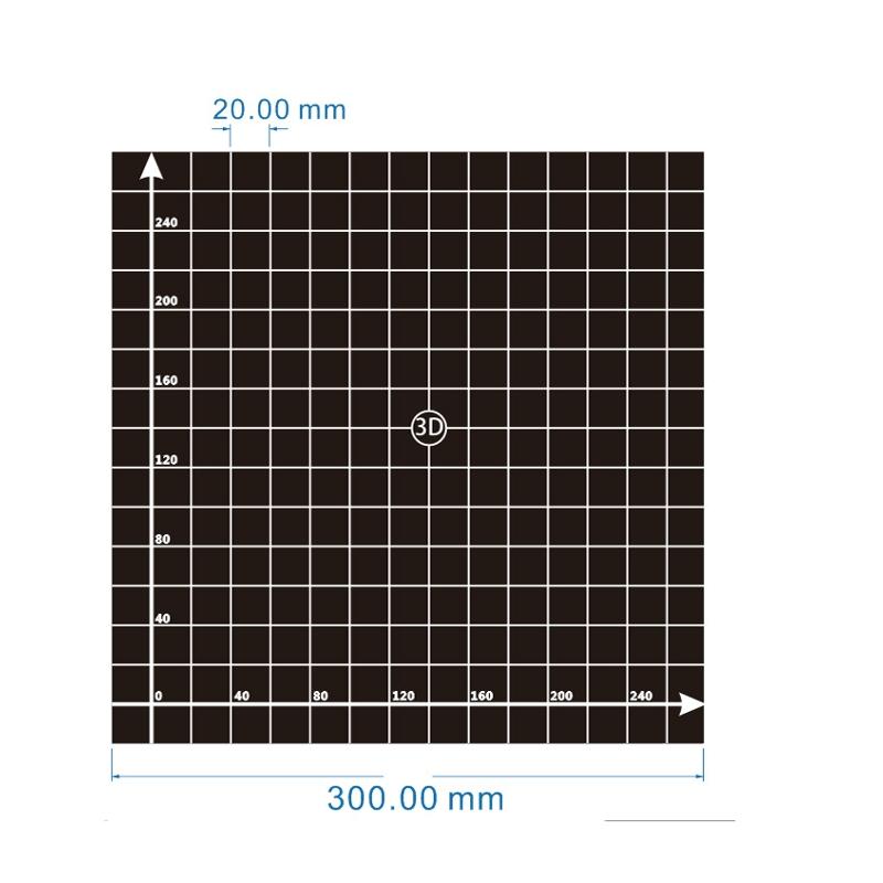 300*300mm Black Square Scrub Surface Hot Bed Platform Sticker Sheet With 1:1 Coordinate For 3D Printer